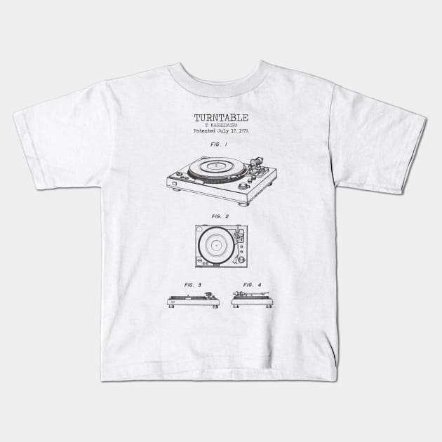 TURNTABLE patent Kids T-Shirt by Dennson Creative